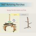 Bird Perch 360 Rotating Perch with Natural Chew Toys - Spinning Bird Toys Cage Accessories- Parrot Wooden Stand for Small and Medium Birds (Parakeets, Budgies, Cockatiels, Conures, Finches)