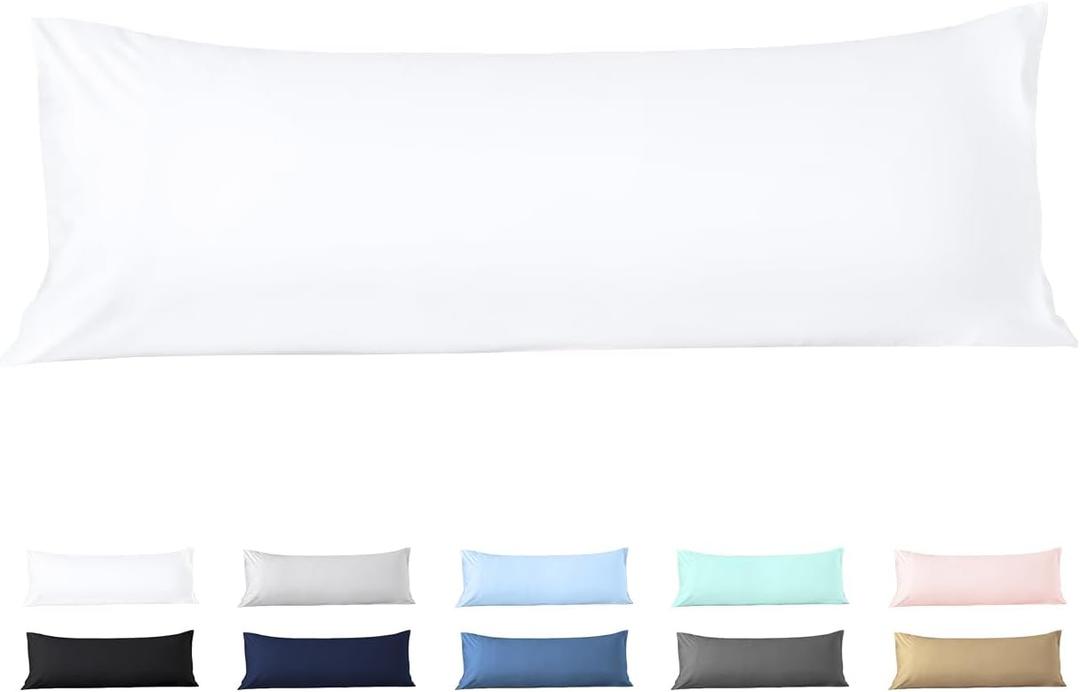 Body Pillow Cover 20x54 Body Pillow Case 100% Egyptian Cotton 600 Thread Count Soft & Skin-Friendly 1 Piece Body Pillowcase with Zipper Closure - 20x54 Inches, White