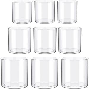 meekoo 9 Pcs Flower Acrylic Vase Cylinders Round Decorative 6 x 6 in, 5 x 5 in, 4 x 4 in Vase Break Resistant Acrylic Flower Cylinder for Centerpiece Home Wedding Decor(Classic)