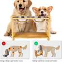 Adjustable Raised Pet Bowls for Cats and Dogs with 2 Stainless Bowls, 5 Heights Bamboo Elevated Stand Pet Feeder with Storage Shelf (Bowl set for Medium to Large breeds)