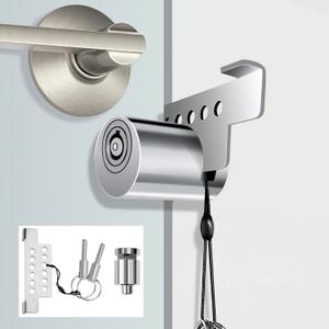 MOSECYOU Portable Keyed Door Lock for Home/Travel Security, Child Safety Protection Extra Lock, Temporary No Drill Lockout Device with Key for Apartment Bedroom Hotel Room