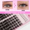 Lash Clusters Kit, DIY Cluster Eyelash Extensions 516mm,132pcs Fluffy D Curl Natural Lashes with Bond and Seal,Remover, TweezersNatural Fake Cat Eye Individual Manga Clusters 1-2-L