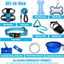 No Pull Dog Harness Adjustable Collar & Leash Set - Dog Halter Harnesses Collapsible Bowls & Poop Bag Dispenser Muzzle ID Tags Toys Fits Small Medium Large Dogs (Blue-M)