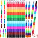  Stacking Crayons Colorful Stackable Buildable Crayons Rainbow Pencils Party Favors for Kids Coloring School Office Supplies Party Favor, 12 Colors