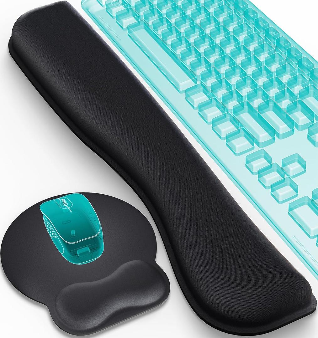 Everlasting Comfort Ergonomic Mouse Pad and Keyboard Wrist Rest for Computer Keyboard  Memory Foam Mouse Pad Set with Wrist Support for Comfort, Extended Typing Sessions