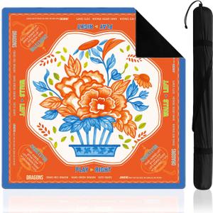 Soulchen Lemon Yellow and Blue American Mahjong Mat with Rules for Table