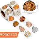 2 x Plaid Pumpkins Stickers Roll - 1000 Pcs Colorful Buffalo Plaid Pumpkin Pattern Self-Adhesive Stickers 12 Designs Pumpkin Decals Thanksgiving Autumn Labels for Fall Harvest Party Supplies