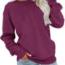 Bingerlily Womens Casual Long Sleeve Sweatshirt Crew Neck Cute Pullover Relaxed Fit Tops (Small, Deep Purple)