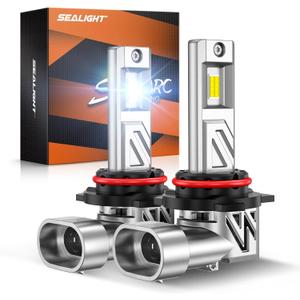 SEALIGHT 9012 Light Headlight Bulbs, 800% 44,000LM Super Bright, 1:1 Real Size, 6500K Cool White Bulbs for Car Powersports ATV/UTV, Pack of 2