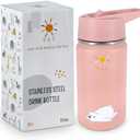 B&B Kids Stainless Steel Water Bottle with Straw Kids Insulated Water for School, Trip & Travel,Water Bottles for Boys Girls Reusable Double Wall Vacuum Leak Proof BPA Free