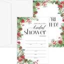 Bridal Shower Invitations, 25 Winter Wreath Invites with Envelopes for Bridal Shower Reception Engagement Party, Christmas Holiday Wedding Party Cards - C06