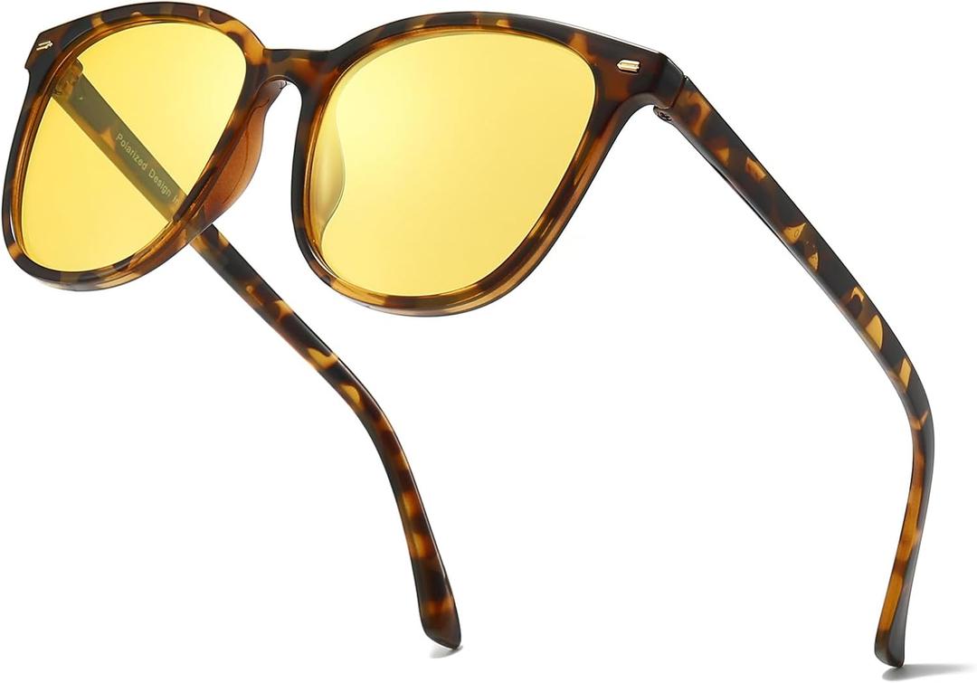 Myiaur Polarized Night Vision Glasses for Women, Anti Glare Driving Vision Glasses with Yellow Lens, UV400 Protection
