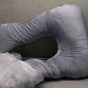 MOON PARK Pregnancy Pillows for Sleeping - U Shaped Full Body Maternity Pillow with Removable Cover - Support for Back, Legs, Belly, HIPS - 57 Inch Pregnancy Pillow for Women - Grey (Velvet Cover - 57 Inch)