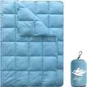 Mini Camping Blanket,Lightweight Puffy Blanket Packable Down Alternative Throw Blanket Waterproof Windproof for Outdoors, Travel, Beach, Airplane, Hiking (39x55", Blue)
