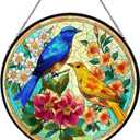 Hummingbird Stained Glass Window Hanging, Suncatcher Diamond Glass Panel Hangings, Sun Catchers Indoor Windows Wall Art, Gift for Mom Grandma Bird Lover, Christmas Decor for Home Office 7.87 inches