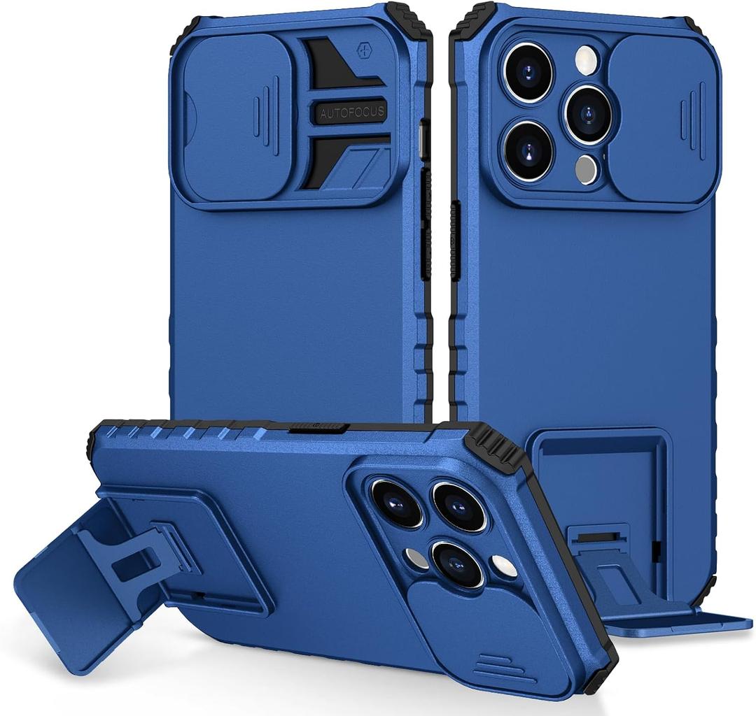 Case Compatible for iPhone 15 Pro/iPhone 14 Pro Dimensional Bracket Sliding Window Mobile Phone Case Shockproof Protective Phone Cover for iPhone 15 Pro/iPhone 14 Pro Military Cases Blue