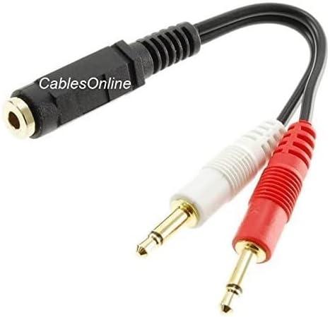 CablesOnline, 6-inch 3.5mm Stereo Female to Dual 3.5mm Mono Male Left/Right Adapter Cable, AV-Y16