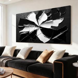 Abstract Wall Art Decoration Modern Wall Art Pictures for Living Room Abstract Canvas Art Wall Decor Minimalist Black and White Wall Art Prints Flowers Artwork for Walls Office Home Decor 20"X40"