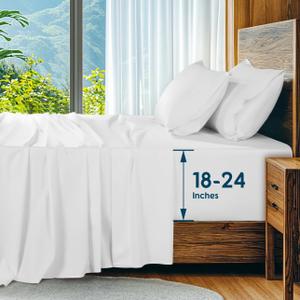 SONORO KATE 100% Egyptian Cotton Sheets Set, Extra Deep Pocket up to 18"-24",1000 High Thread Count, Soft & Breathable 5-Star Hotel Sateen Bed Sheets - 4 PC (White, King)