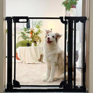 Clear Acrylic Baby Gate 29.5-37.8" Wide Pressure Mount Clear Dog Gate Indoor - No Drill Auto Close, Walk Through for Doorways & Stairs & Hallway & Kitchen