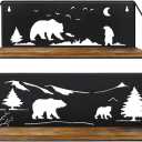 Giftgarden Floating Shelves for Wall with Unique Adorable Bears Cutouts, Rustic Wooden Iron Wall Shelf Bear Decor for Bathroom Cabin Lodge Bedroom Kitchen Living Room Nursery, Black, Set of 2