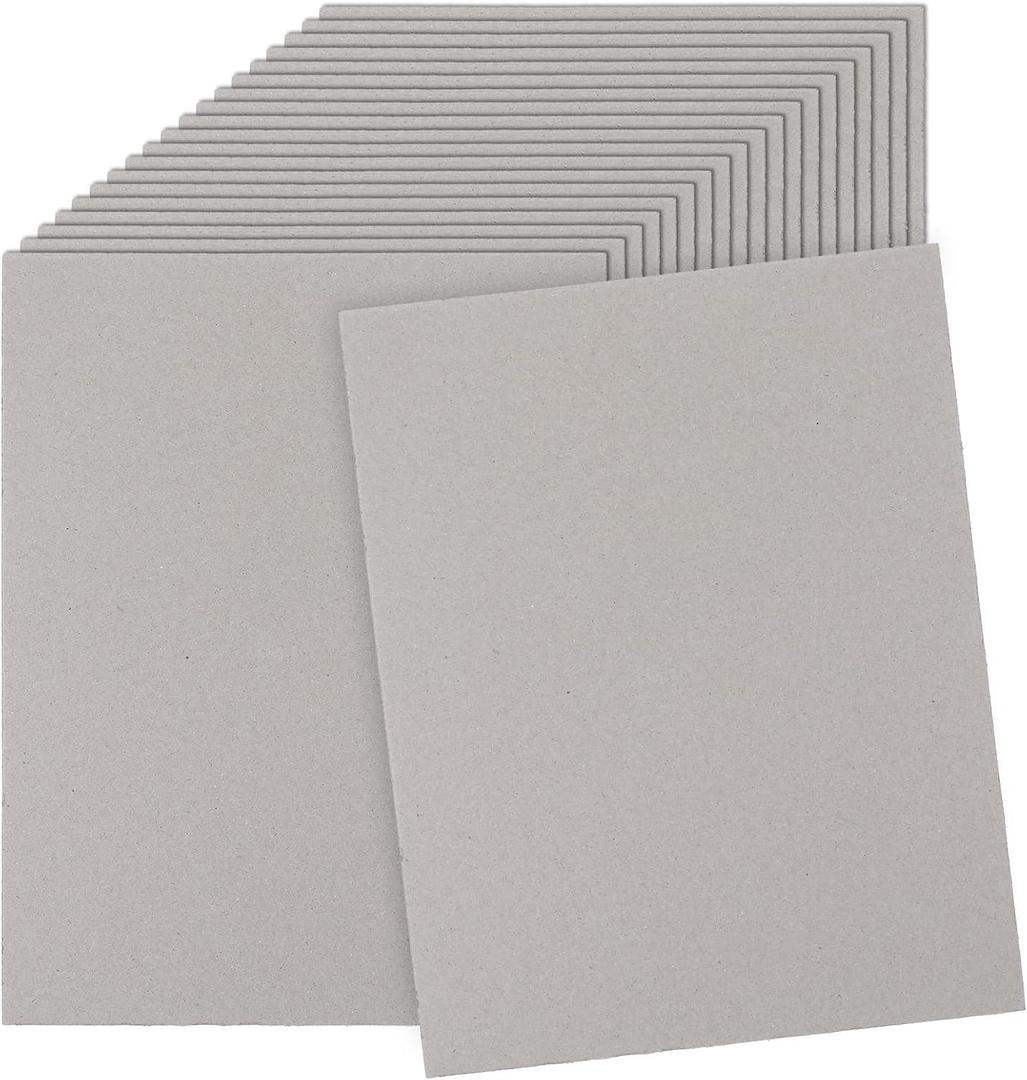 20 Pcs Book Board, Chipboard Sheets 8.5 x 11 in Binders Board Chipboard Designer Bookboard 80 Pt 2mm Heavy Duty Thick Cardboard Grey Boards Bookbinding Supplies for Book Binding Materials Cover
