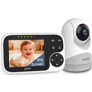 JUAN Baby Monitor with Camera and Audio, No WiFi 100% Private, 3500mAh Long Battery, 1000ft Range Connection, Remote Pan-Tilt-Zoom, Crystal Night Vision, 2-Way Talk for Newborn Infant
