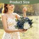 Hollyone 13" Fall Hanging Baskets Medium Pumpkins Hydrangea Dahlia Artificial Flowers Fall Hanging Decor Fake Flower Blue White Faux Plants Indoor Outdoor Porch Garden Autumn Decorations for Home