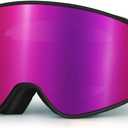 EXP VISION Ski/Snowboard Goggles Parent-child Snow Goggles Over Glasses for Men, Women Youth Kids (Adult Ski Goggles-burgundy)