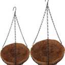 Hanging Baskets for Plants Outdoor, Metal Wire Round Planters with Coco Liner, Hanging Flower Baskets for Home Garden Porch Balcony Railings Decor