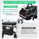 Walkers for Seniors, Rollator Walker with Seat, Walkers for Seniors with seat, 350 lb Capacity,with 8'' Big Wheels, Rolling Walker (Blue)