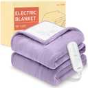 HOMLYNS LuxeHeat Heated Blanket Electric Blanket, Soft Flannel Sherpa Heated Throw, Heating Blanket with 5 Heat Settings, 3 hrs Timer Auto Shut Off (50x60 Inches, Purple)