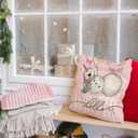 HONLUNG Winter Snowman Throw Pillow Covers 18x18,Pink Christmas Decorative Pillows Cover,Hello Winter Pillow Cover Decor for Home Sofa Bedroom