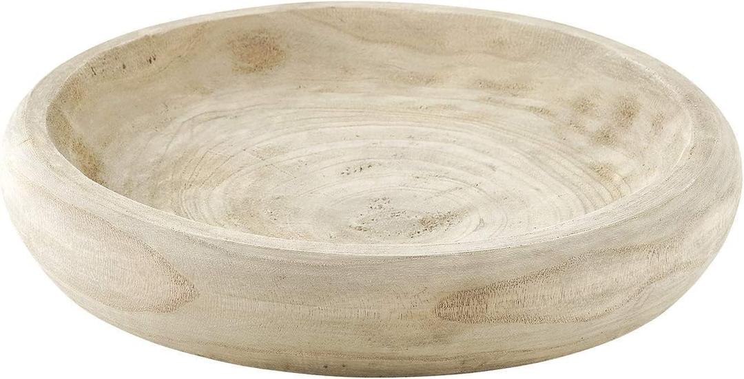 BOLTCORRSE Wooden Decorative Bowl Hand Carved Natural Wood Fruit Bowl, Rustic Farmhouse Dough Bowl Decor, Wooden Serving Bowl for Coffee Table, Entryway Key Bowl or Kitchen Centerpiece