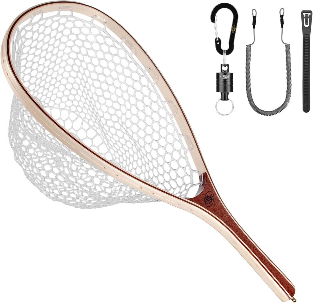 SF Fly Fishing Landing Net Soft Rubber Mesh Trout Net Catch and Release Net