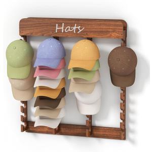 lesolar Wooden Hat Rack for Baseball Caps - Hat Rack for Wall with 40-Slot Display, Farmhouse Hat Holder for Men & Women, Hat Wall Storage for Caps, Western Hats, and More (29.5" x 29.5")