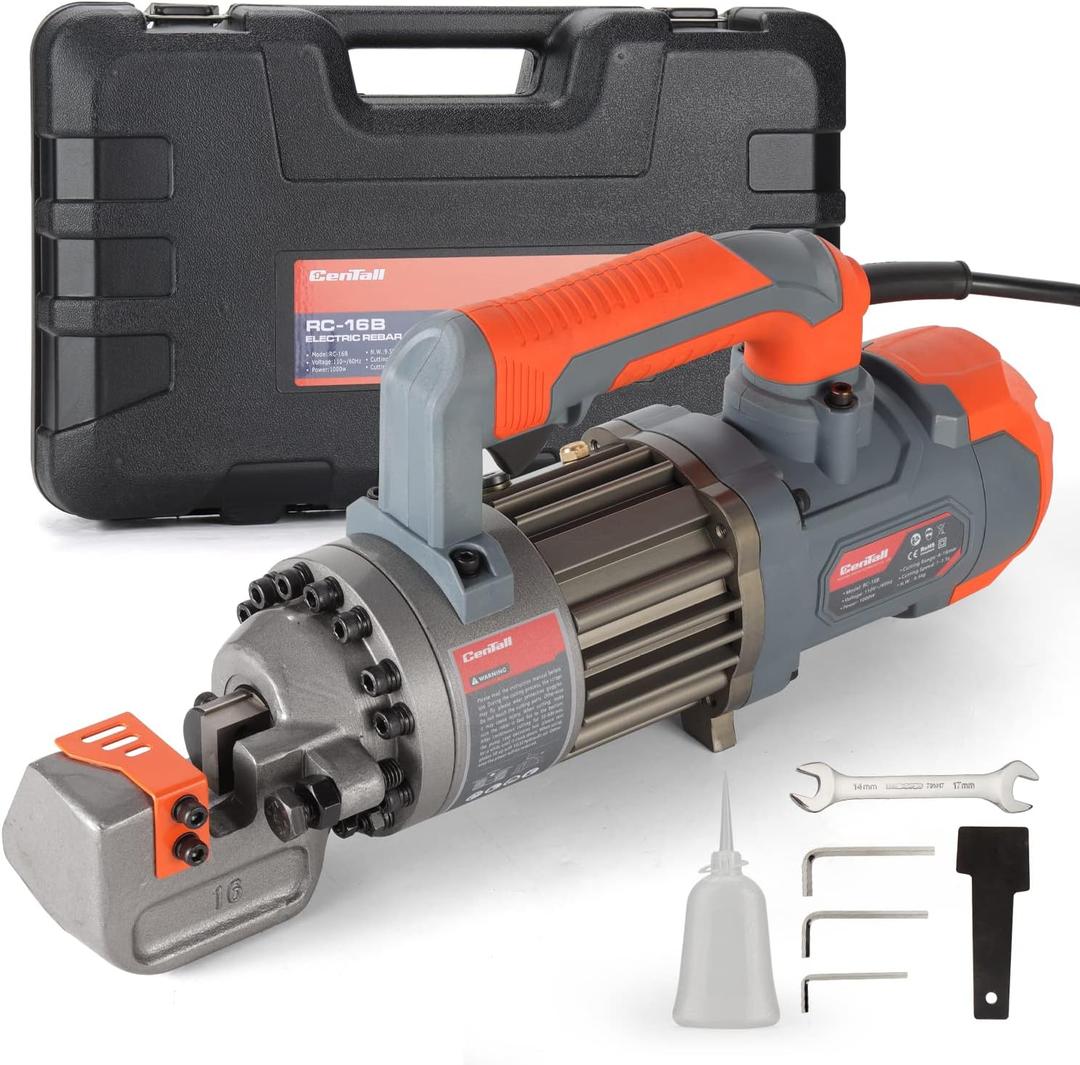 CENTALL Electric Hydraulic Rebar Cutter RC16B 1000w/15T/#5/1.5s fast cut, Orange-16b