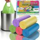 3 Gallon Small Trash Bags Bathroom - Colorful With Handles Mini Garbage Bags 100 Count Biodegradable Unscented 12 Liter Little Wastebasket Liners Kitchen Car Office Strong Thick Bulk Vincereon