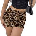 Lomon Y2k Mini Skirts for Women with Shorts Underneath Bodycon Skorts Sexy Club Date Night Outfits Trendy 2026 Streetwear (Small, Brown Leopard Print)