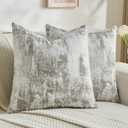 FUTEI Grey White Decorative Throw Pillow Covers 18x18 Inch Set of 2,Jacquard Weave Cushion Case in Soft Faux Cashmere, Modern Home Decor for Couch Living Room