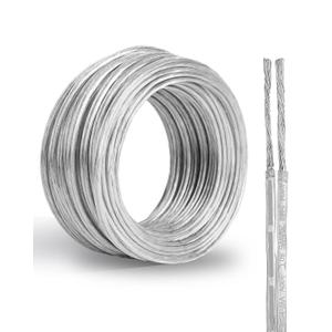 20 Gauge PVC Covered Copper Wire 50FT, UL 2468 20 AWG 2 Conductor Tinned Copper 20/2 Flexible Transparent Cable for String Lamp Cord, LED Light Strip, DIY, Festival Decor, Sound, Speaker, 300V