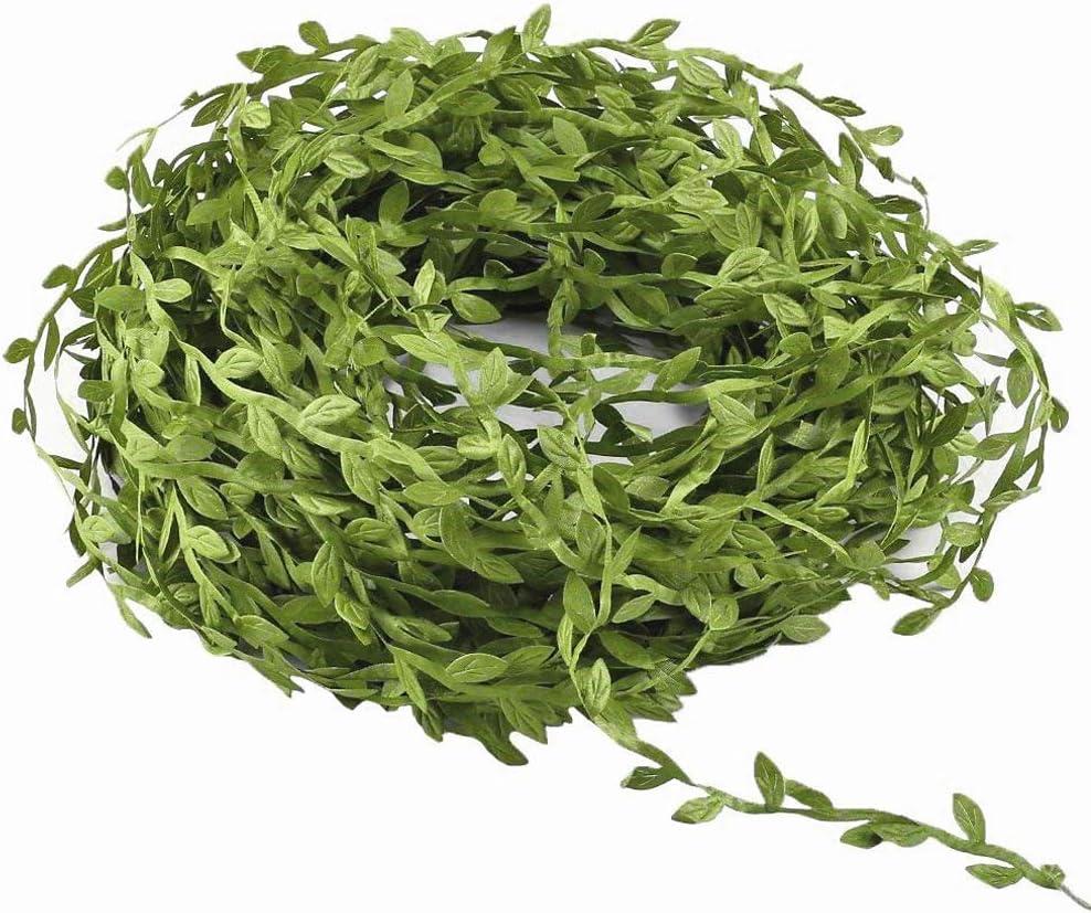 65 Ft Artificial Vines,Artificial Eucalyptus Leaf Garland Fake Hanging Plants Leaves Wreath Foliage Green Leaves Ribbon Decorative Wreath Accessory Wedding Wall Crafts Party Dcor Green-65 Ft