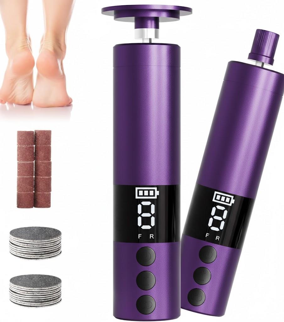 Callus Remover for Feet, Electric Foot File Nail Grinder 2 in 1,Rechargeable Professional Foot Sander Pedicure Tool for Feet Dry Dead Skin with Sandpaper Disk, 9 Speed Adjustable