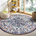 Lahome Reine Round Rug 4ft, Washable Bathroom Rug Non Slip Entryway Circle Mat, Bohemian Vintage Non-Slip Non-Shedding Low Pile Printed Indoor Carpet for Kitchen Laundry Entryway, Blue Purple/Multi