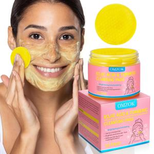 Turmeric Kojic Acid Cleansing Pads - Turmeric Facial Cleansing Pads For Acne Firming Skin - Remove Excess Keratin Clean Pores 50PCS
