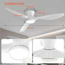 TALOYA 52 inch Ceiling Fans with Lights Remote Control, Modern Low Profile Ceiling Fan with Quiet Reversible DC Motor for Bedroom Living Room and Patio White