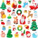 50Pcs Christmas Miniature Figurines 50 Style Christmas Mini Resin Crafts to Hide Tiny Small Santa Snowman Xmas Tree Reindeer Figurines for Xmas Stocking Goodie Bag Fillers Winter Party Dollhouse Decor