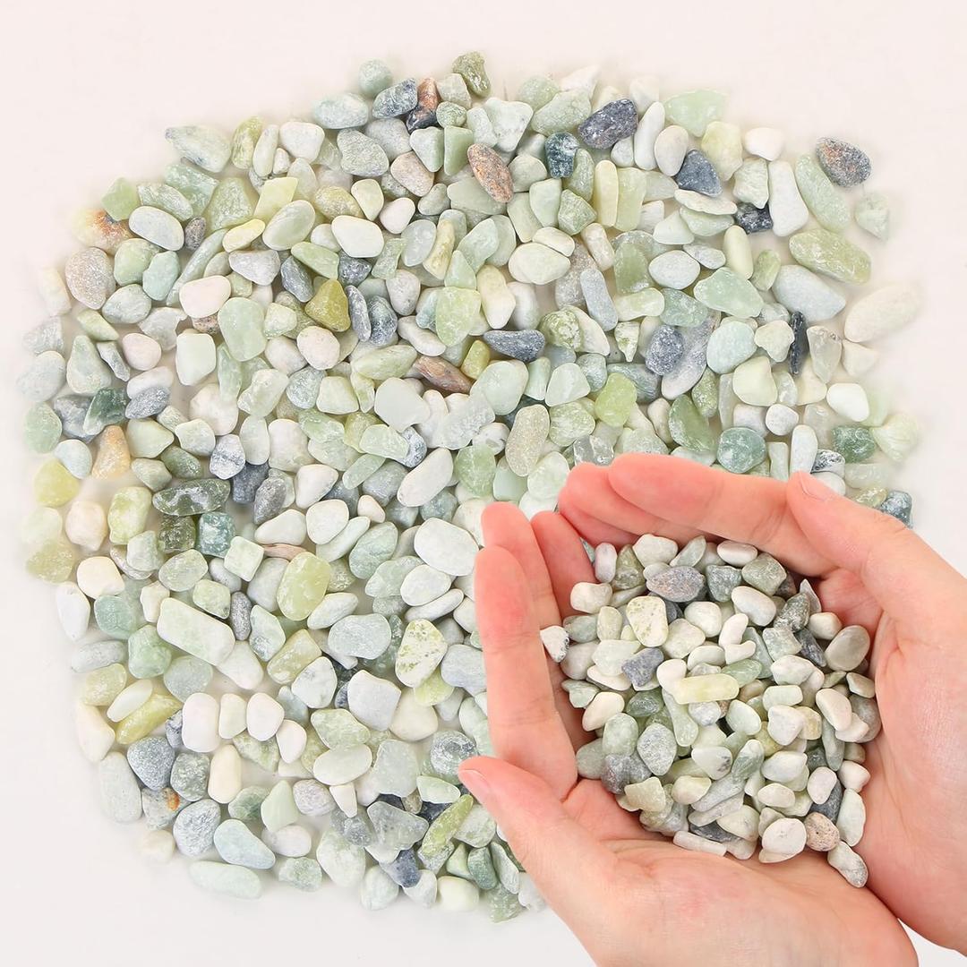 MIDELONG 0.44Lb Succulents and Cactus Bonsai DIY Rocks, Jade Bean Pebbles Natural Decorative Polished Stones Vase Fillers Gravel River Rocks for Indoor Plants,Terrarium,Fairy Gardening (6mm-9mm)