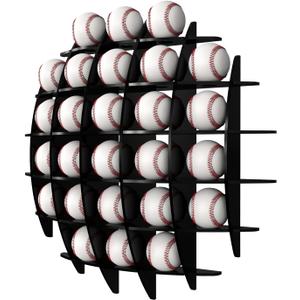 Baseball Display Case Wall Mount, Acrylic Baseball Display Rack, Baseball Holders for Balls, Holds 26 Balls, Great for Collectors to Showcase Autographed (Black)