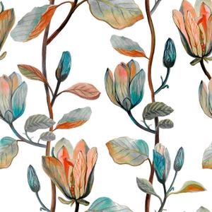 Magnolia Floral Leaf Peel and Stick Wallpaper Vintage Contact Wall Paper Modern Botanical Self Adhesive Vinyl Removable Renter Friendly Leaves Wallpaper 17.7in x 9.8ft